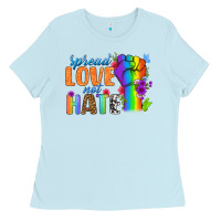 Baby Blue Spread Love Not Hate Ladies Tee - BundleAndBundleShop