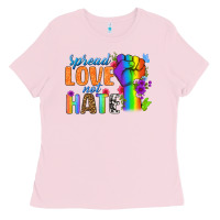Bubblegum Pink Spread Love Not Hate Ladies Tee - BundleAndBundleShop