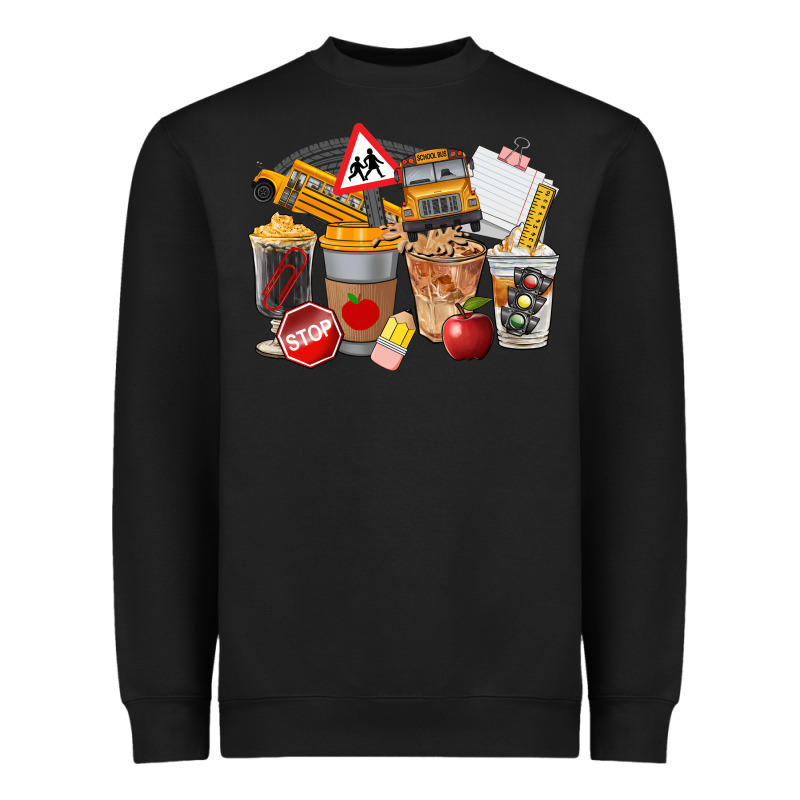 School Bus Coffee Cups Heavyweight Sweatshirt by FaDigitalArtStudio | Teevron