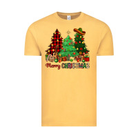 Vintage Mustard merry christmas trees Vintage Tee - NancyCooperArtShop