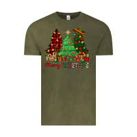 Vintage Olive merry christmas trees Vintage Tee - NancyCooperArtShop