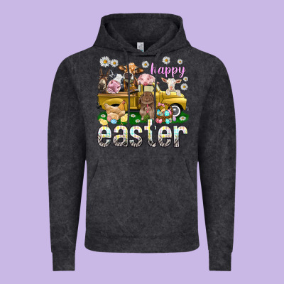 Happy Easter Truck With Farm Animals Vintage Hoodie Designed By Nancycooperartshop