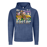 Vintage Denim Happy Easter truck with farm animals Vintage Hoodie - NancyCooperArtShop