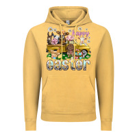 Vintage Mustard Happy Easter truck with farm animals Vintage Hoodie - NancyCooperArtShop