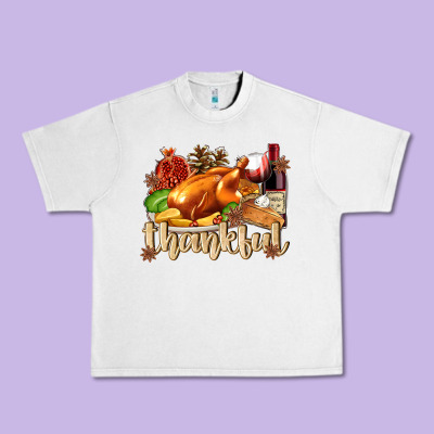 Thankful With Turkey Urban Heavy Tee Designed By Texasbilliewilder