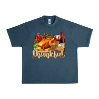 Midnight Navy Thankful with Turkey Urban Heavy Tee - texasbilliewilder