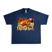 Navy Thankful with Turkey Urban Heavy Tee - texasbilliewilder