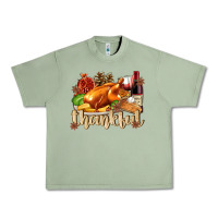 Oil Green Thankful with Turkey Urban Heavy Tee - texasbilliewilder