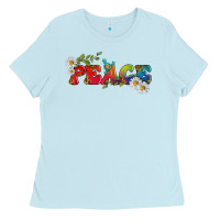Baby Blue Lgbtq Peace With Daisy Ladies Tee - BundleAndBundleShop
