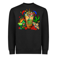 Black Mexican Cold Drink With Cactus Sombrero And Tequil Heavyweight Sweatshirt - FaDigitalArtStudio