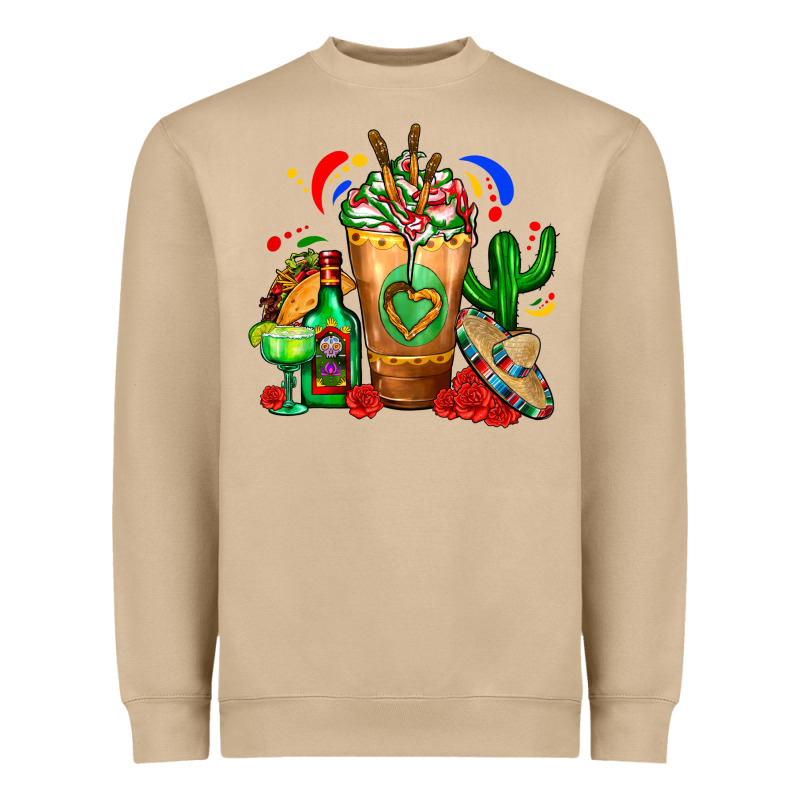 Mexican Cold Drink With Cactus Sombrero And Tequil Heavyweight Sweatshirt by FaDigitalArtStudio | Teevron