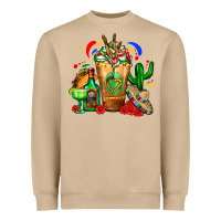 Mushroom Mexican Cold Drink With Cactus Sombrero And Tequil Heavyweight Sweatshirt - FaDigitalArtStudio