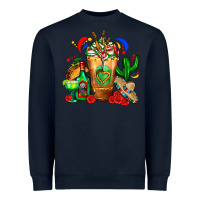 Navy Mexican Cold Drink With Cactus Sombrero And Tequil Heavyweight Sweatshirt - FaDigitalArtStudio