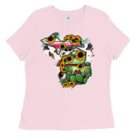 Bubblegum Pink Cowhide Michigan map Ladies Tee - RanaPortraitStore