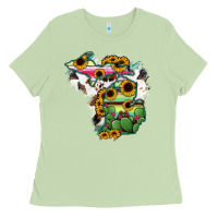 Matcha Cowhide Michigan map Ladies Tee - RanaPortraitStore