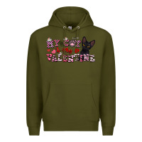 Army Green my cat is my valentine Premium Hoodie - FaDigitalArtStudio