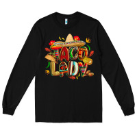 Black cinco de mayo taco lady Long Sleeve Tee - CowGirlArtShop