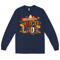 Navy cinco de mayo taco lady Long Sleeve Tee - CowGirlArtShop