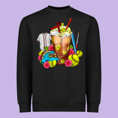 Softball Frappe Coffee Heavyweight Sweatshirt Designed By Fadigitalartstudio