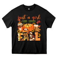 Black just a girl who loves fall Heavy Core Tee - MaliasSmallBusiness