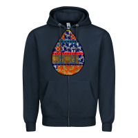 Navy african fabric pattern teardrop earrings 4 Zipper Hoodie - BundleAndBundleShop