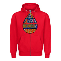 Red african fabric pattern teardrop earrings 4 Zipper Hoodie - BundleAndBundleShop