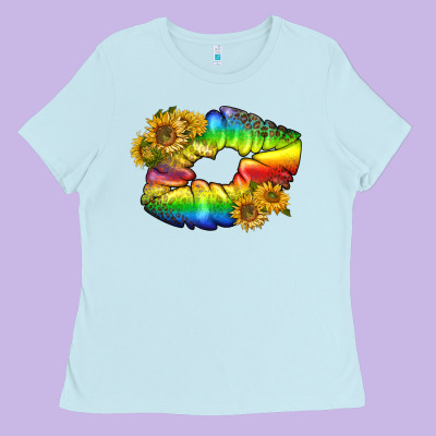 Lgbtq Pride Rainbow Lips Ladies Tee Designed By Bundleandbundleshop