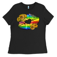 Black Lgbtq Pride Rainbow Lips Ladies Tee - BundleAndBundleShop