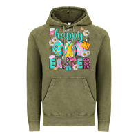 Vintage Olive Happy Easter eggs Nurse Vintage Hoodie - NancyCooperArtShop