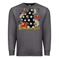 Charcoal Heather ladybug birthday girl age 4 Premium Sweatshirt - LillyAllenDesigns