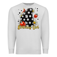 Dove Grey ladybug birthday girl age 4 Premium Sweatshirt - LillyAllenDesigns