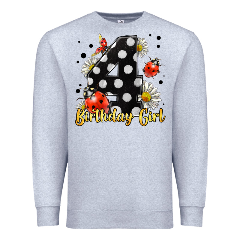 Ladybug Birthday Girl Age 4 Premium Sweatshirt by LillyAllenDesigns | Teevron