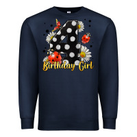 Navy ladybug birthday girl age 4 Premium Sweatshirt - LillyAllenDesigns