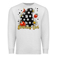 Oatmeal Heather ladybug birthday girl age 4 Premium Sweatshirt - LillyAllenDesigns