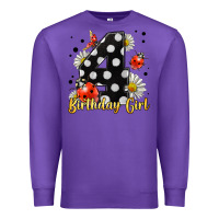 Purple ladybug birthday girl age 4 Premium Sweatshirt - LillyAllenDesigns
