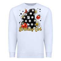 White ladybug birthday girl age 4 Premium Sweatshirt - LillyAllenDesigns