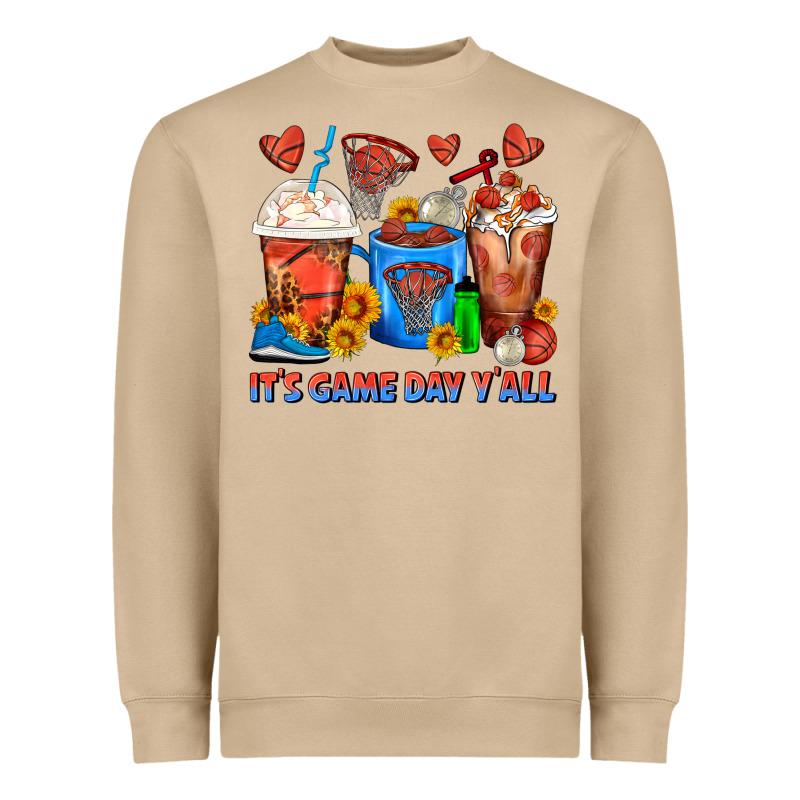 It's Game Day Y'all Basketball Coffee Cups Heavyweight Sweatshirt by FaDigitalArtStudio | Teevron