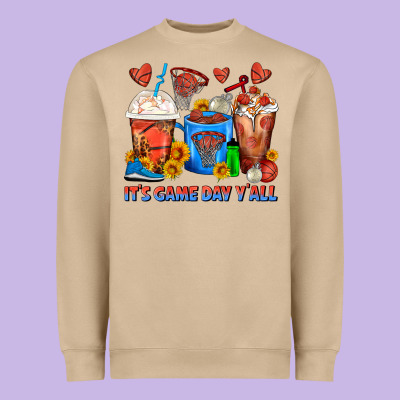 It's Game Day Y'all Basketball Coffee Cups Heavyweight Sweatshirt Designed By Fadigitalartstudio
