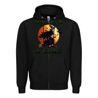 Black witch upon a star Zipper Hoodie - BundleAndBundleShop