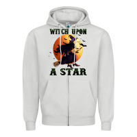 Dove Grey witch upon a star Zipper Hoodie - BundleAndBundleShop