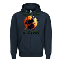 Navy witch upon a star Zipper Hoodie - BundleAndBundleShop
