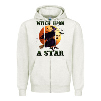 Oatmeal Heather witch upon a star Zipper Hoodie - BundleAndBundleShop