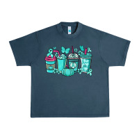 Midnight Navy Ovarian Cancer coffee cups teal ribbon Urban Heavy Tee - NancyCooperArtShop