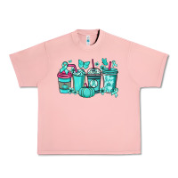 Salmon Ovarian Cancer coffee cups teal ribbon Urban Heavy Tee - NancyCooperArtShop