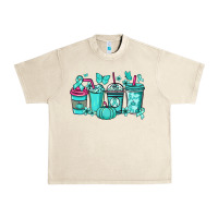 Sandshell Ovarian Cancer coffee cups teal ribbon Urban Heavy Tee - NancyCooperArtShop
