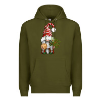 Army Green Christmas Gnome With Cookie Premium Hoodie - BundleAndBundleShop