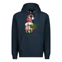 Navy Christmas Gnome With Cookie Premium Hoodie - BundleAndBundleShop
