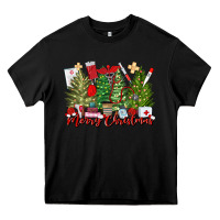 Black merry christmas nurse trees Heavy Core Tee - MaliasSmallBusiness