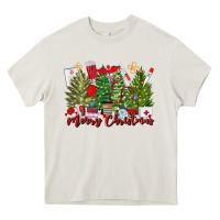 Cream merry christmas nurse trees Heavy Core Tee - MaliasSmallBusiness