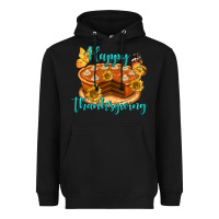 Black Happy Thanksgiving Pumpkin Pie Heavyweight Hoodie - LillyAllenDesigns